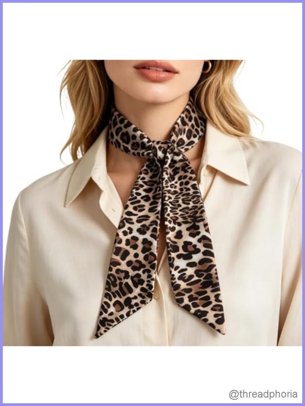 Leopard Print Skinny Scarf Long Neck Scarf Hair Waistband Accessory